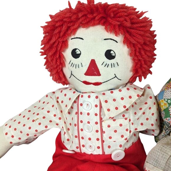 Vintage Handmade Raggedy Ann and Andy Dolls: 20 Inch Collectible Toys - Picture 9 of 10